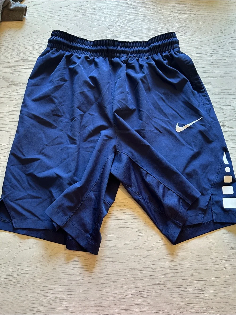 Nike Navy Blue Training Shorts with White Swoosh
